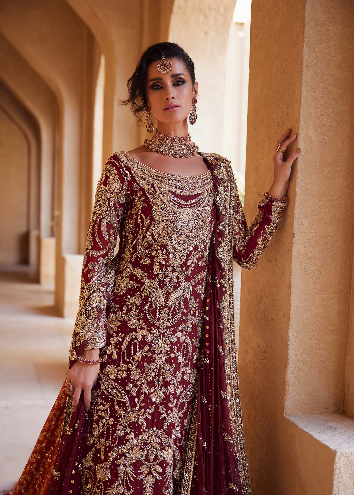 Riva bridal lehenga gold zari embellishment detail - Kanwal Malik