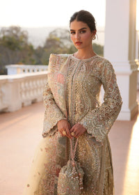 Safana nude organza shirt embroidery detail - Kanwal Malik luxury pret