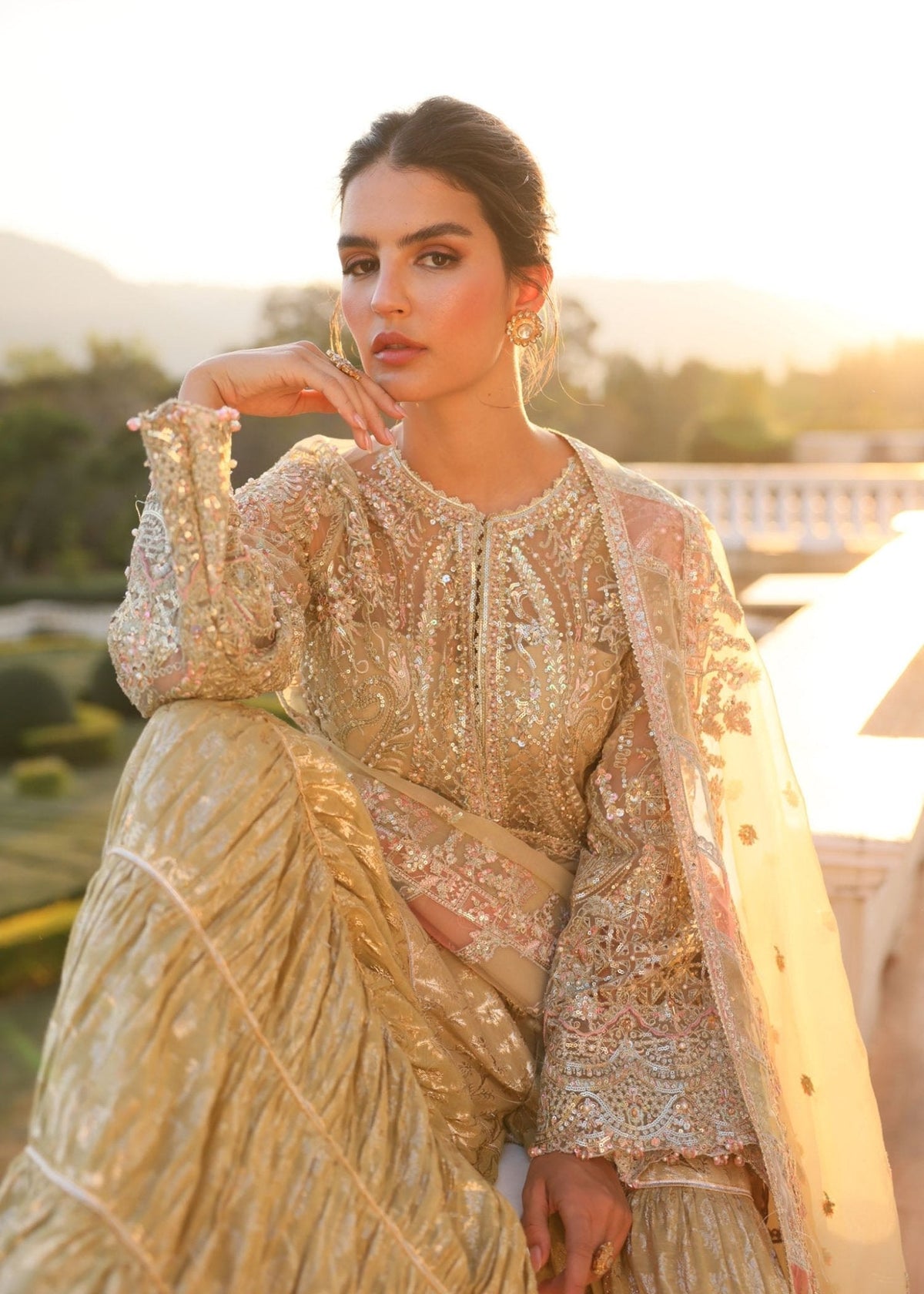 Safana laser-cut organza dupatta - Kanwal Malik luxury pret