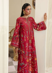 Rhea red raw silk kaftan side detail - Kanwal Malik Pakistani designer wear