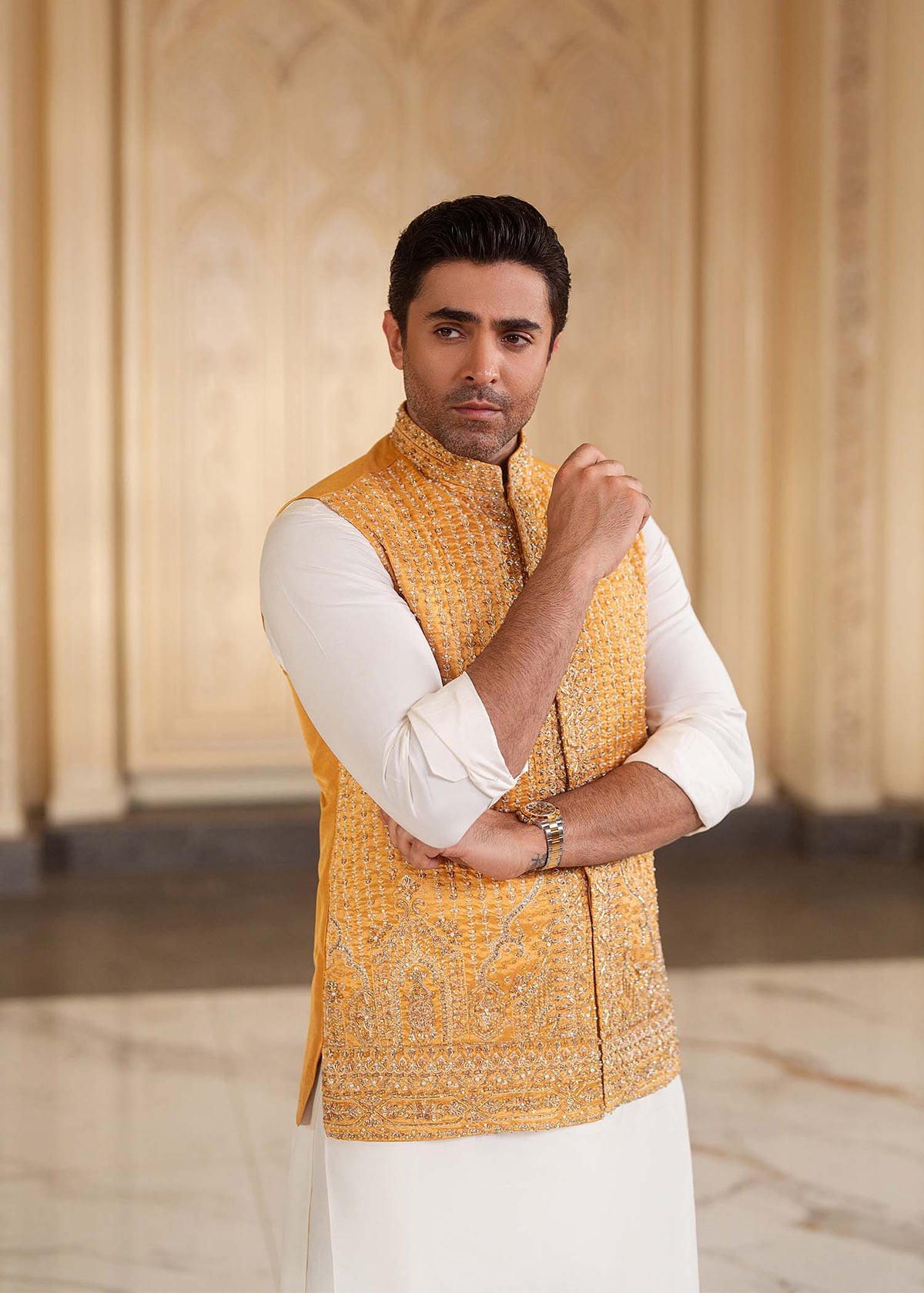 Abeer white back view - Kanwal Malik menswear