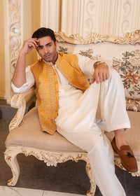 Abeer white full ensemble view - Kanwal Malik menswear