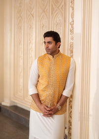 Abeer white boski shalwar kameez detail - Kanwal Malik menswear