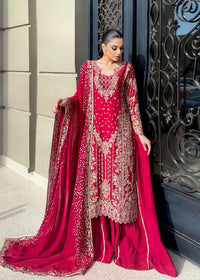 Aden red embroidery pattern detail - Kanwal Malik