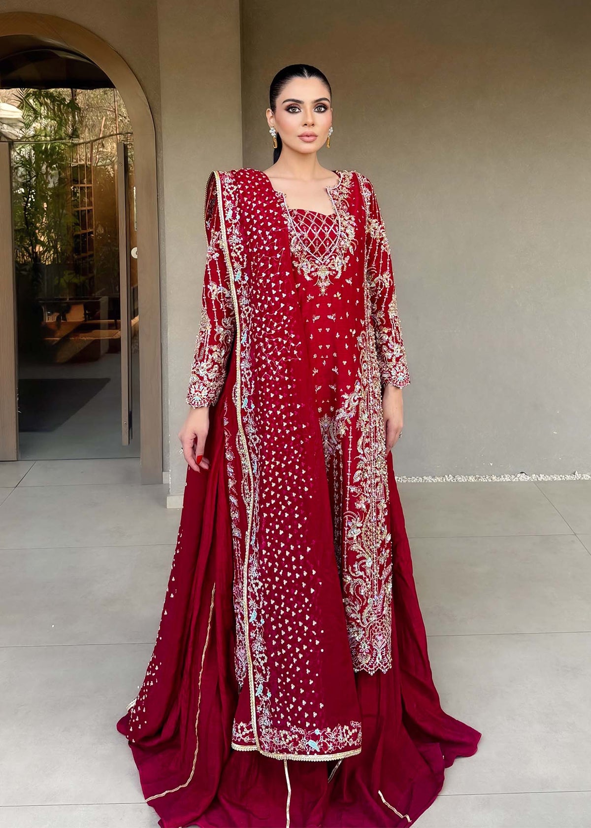 Aden red festive styled look - Kanwal Malik