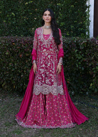 Alanna shocking pink seamless shirt front view - Kanwal Malik luxury pret