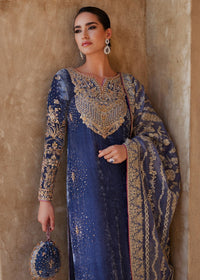Aleha greyish blue dupatta sequin detail - Kanwal Malik luxury pret