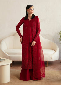 Aleysa maroon raw silk shirt front view - Kanwal Malik luxury pret