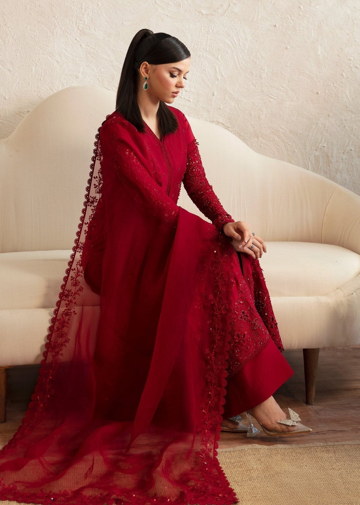 Aleysa maroon styled look - Kanwal Malik luxury pret