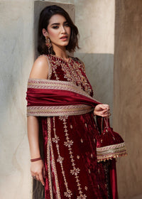Aline maroon dupatta detail - Kanwal Malik luxury pret