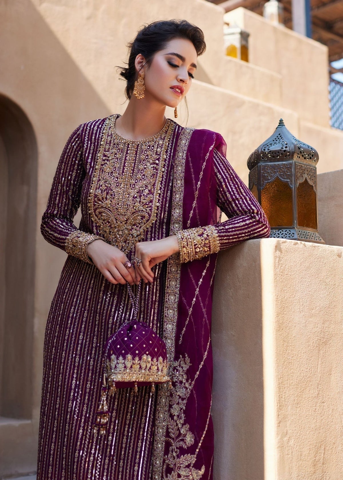 Amara light plum culotte pants detail - Kanwal Malik