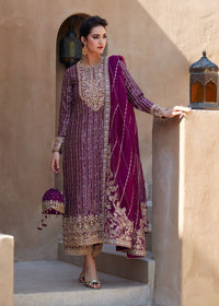 Amara light plum Korean silk shirt front view - Kanwal Malik