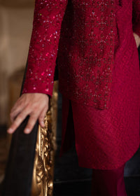 Ameer crimson back view - Kanwal Malik menswear