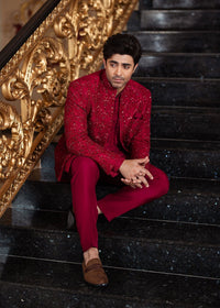 Ameer crimson complete look - Kanwal Malik menswear