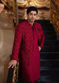 Ameer crimson styled look - Kanwal Malik menswear