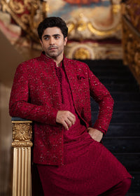 Ameer crimson trouser detail - Kanwal Malik menswear