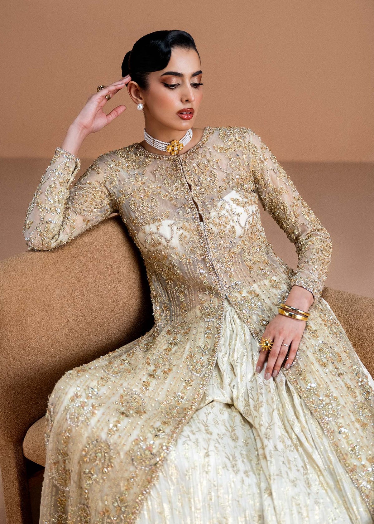 Aneesa pearl white styled look - Kanwal Malik