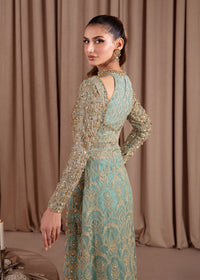Aquamarine sky blue full ensemble view - Kanwal Malik luxury pret
