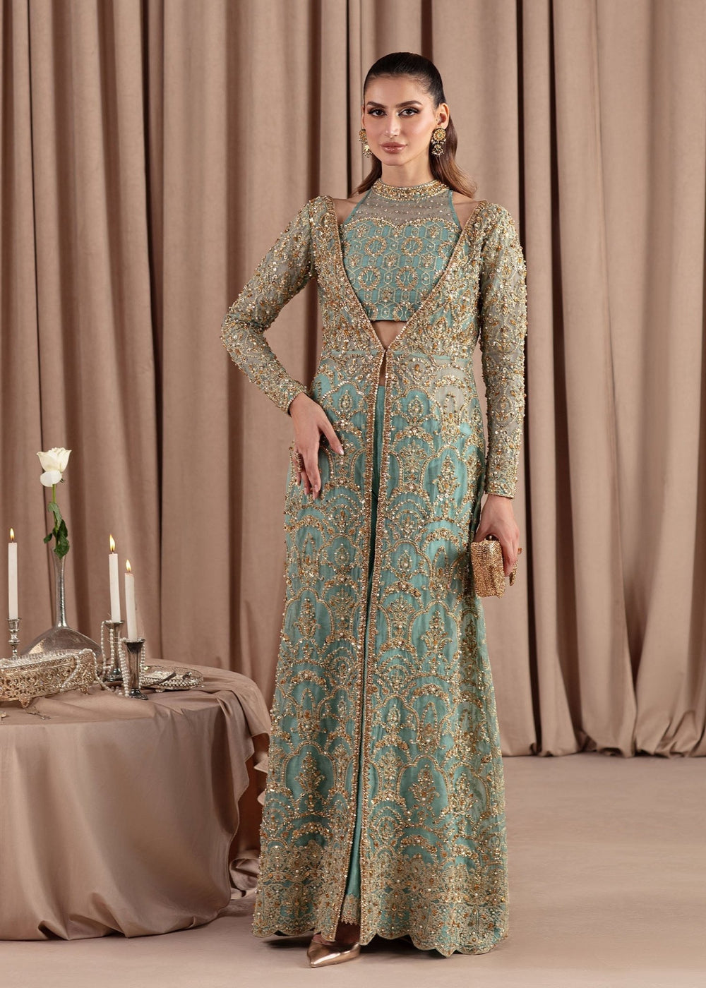 aquamarine gold dress – Kanwal Malik Material:95% Organic Cotton 5% Spandex UO Ryder Zip-Front Seamed The Aquamarine gown from color_rose