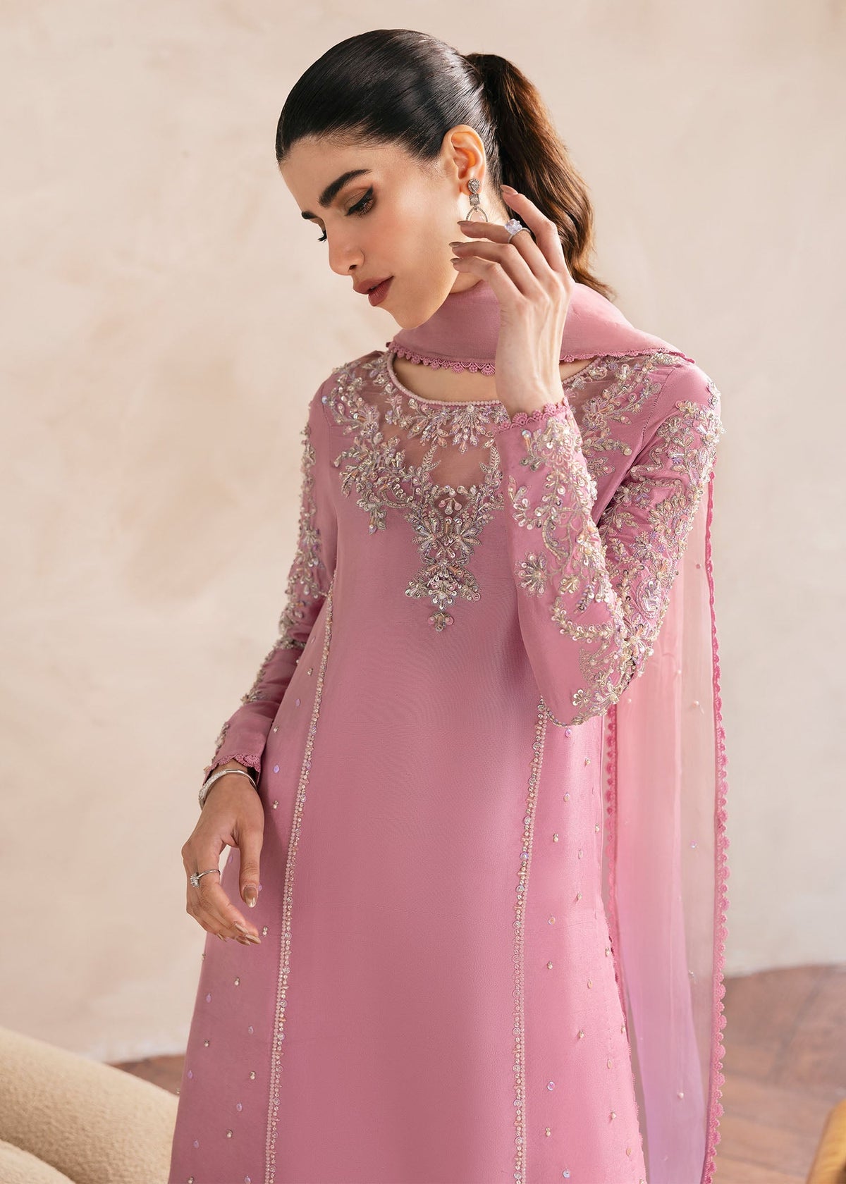 Arden lilac culotte pants detail - Kanwal Malik
