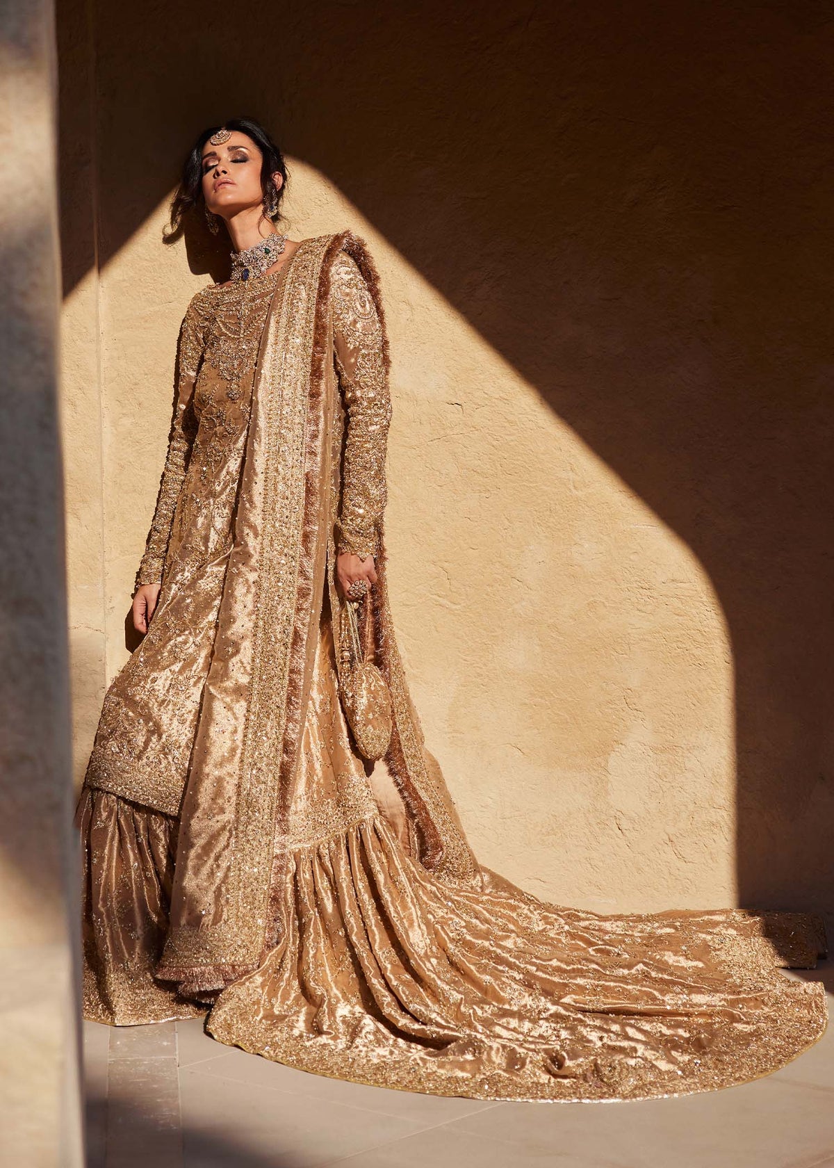 Arla luminous gold bridal complete look - Kanwal Malik bridal couture