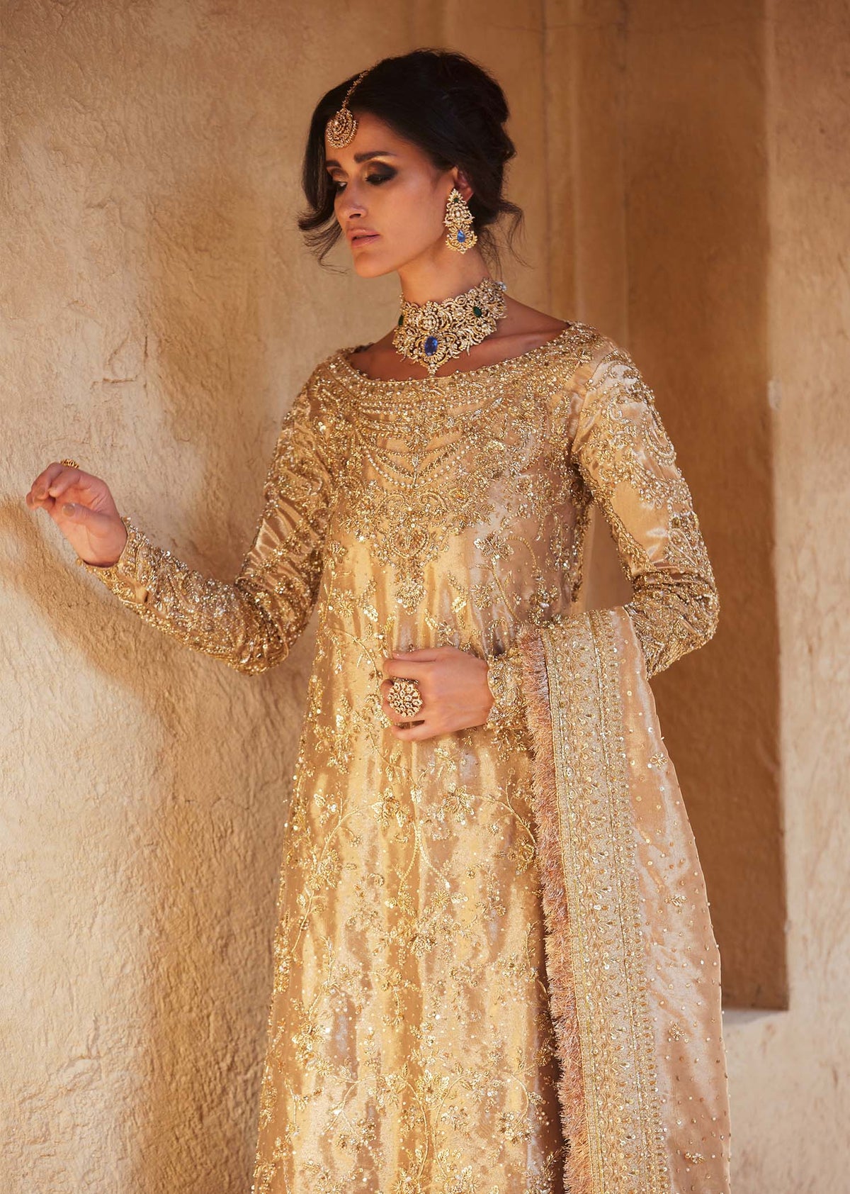 Arla luminous gold layered embellishment detail - Kanwal Malik bridal couture
