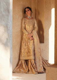 Arla luminous gold bridal full ensemble view - Kanwal Malik bridal couture