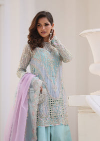Arshia powder blue contrasting dupatta detail - Kanwal Malik