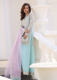Arshia powder blue full ensemble view - Kanwal Malik