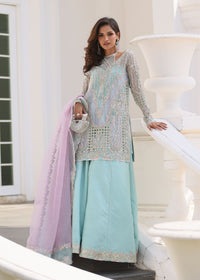 Arshia powder blue shirt front view - Kanwal Malik