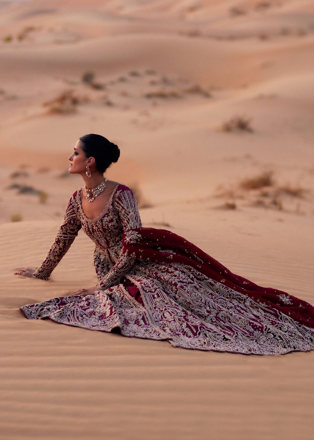 Arsia regal red bridal back view - Kanwal Malik bridal couture