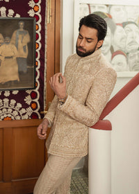 Ashar golden festive styled look - Kanwal Malik menswear