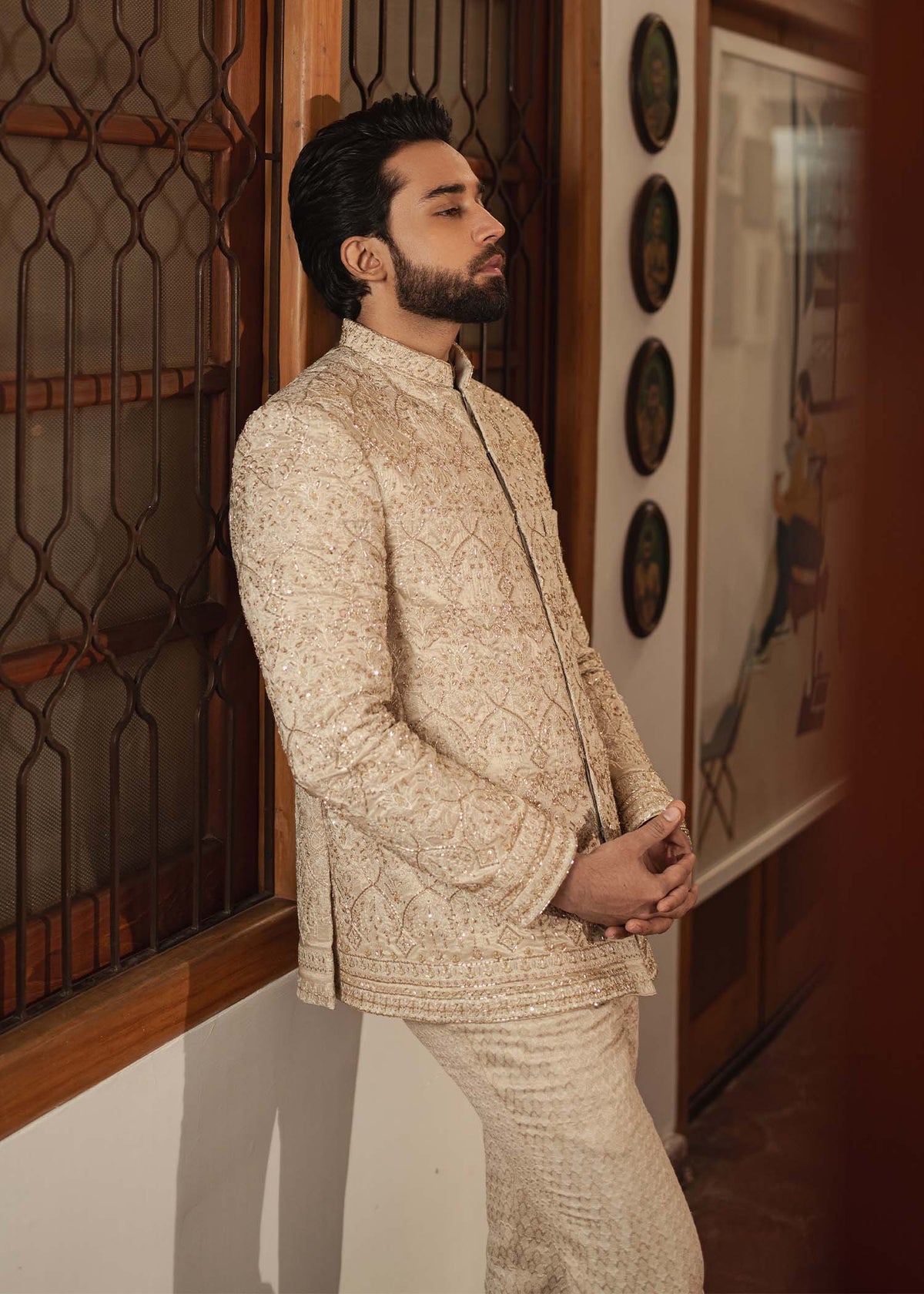 Ashar golden styled look - Kanwal Malik menswear