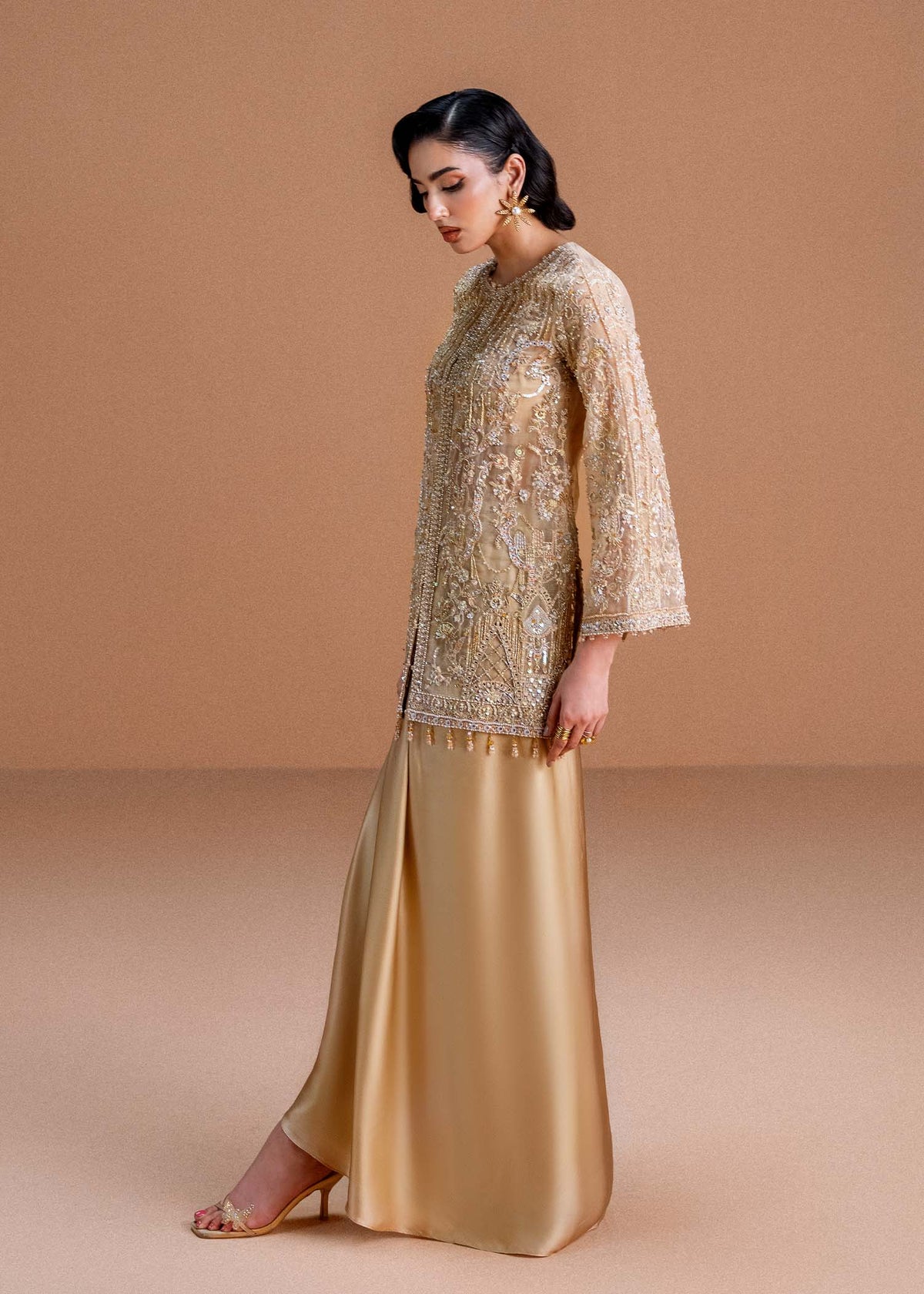 Aurelia honey nude back view - Kanwal Malik luxury pret