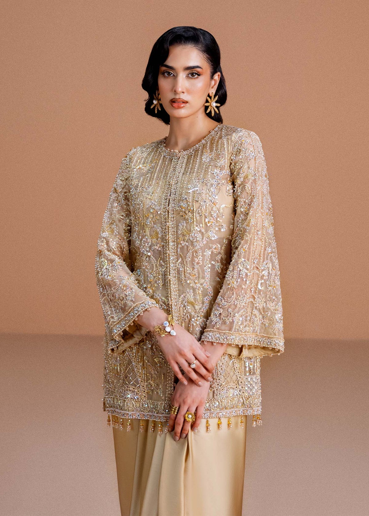 Aurelia honey nude bustier detail - Kanwal Malik luxury pret