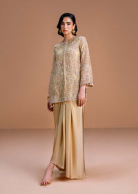 Aurelia honey nude organza shirt front view - Kanwal Malik luxury pret
