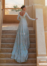 Aylin ice blue dupatta detail - Kanwal Malik bridal couture