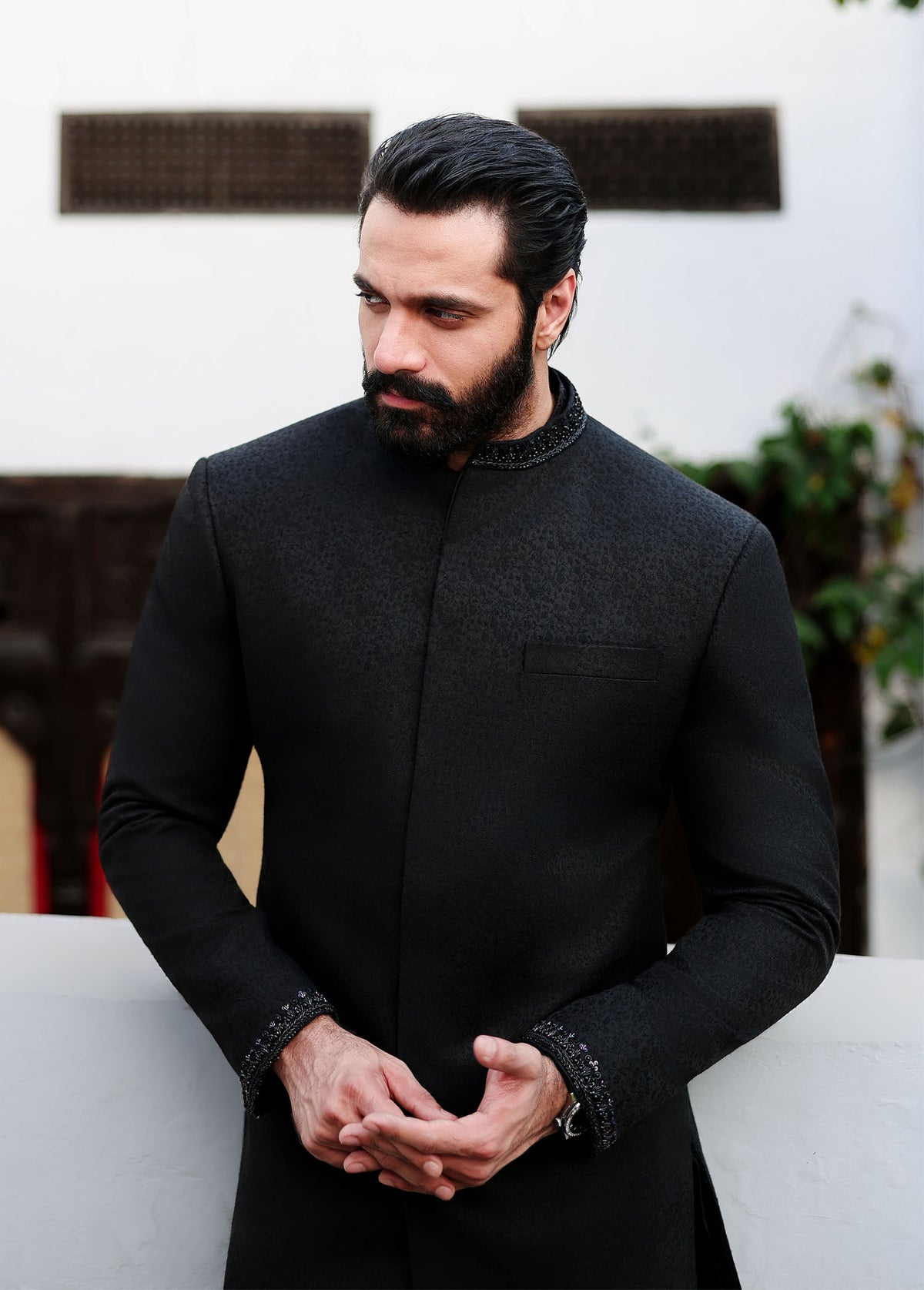 Azlan black ceremonial look - Kanwal Malik menswear