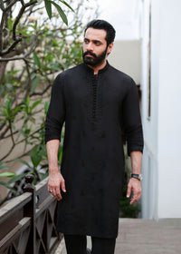 Azlan black styled look - Kanwal Malik menswear