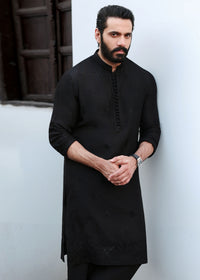 Azlan black trouser detail - Kanwal Malik menswear