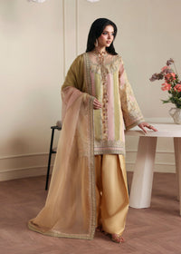Bareeha gold tri-color dupatta detail - Kanwal Malik