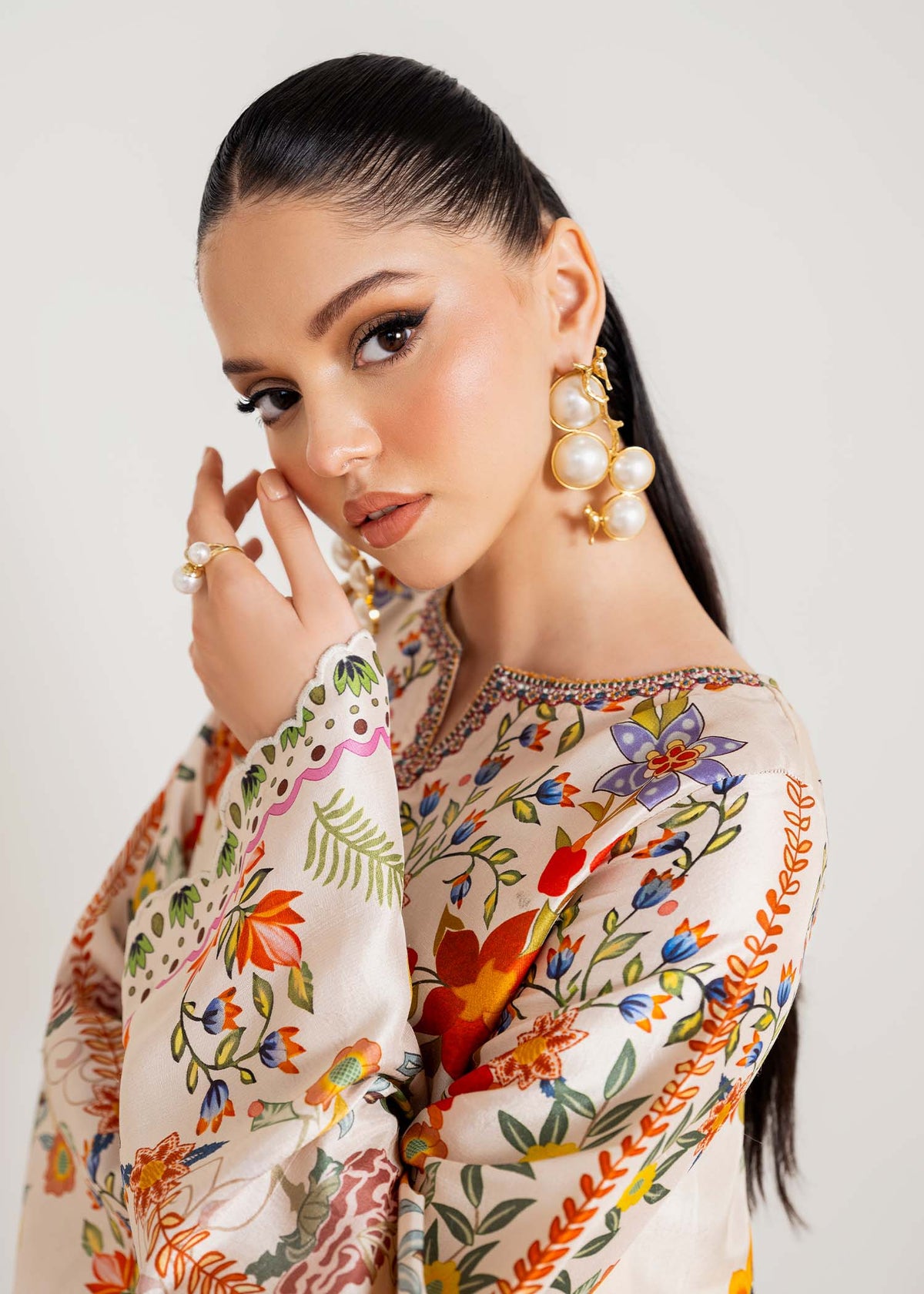 Celia off white kaftan back view - Kanwal Malik