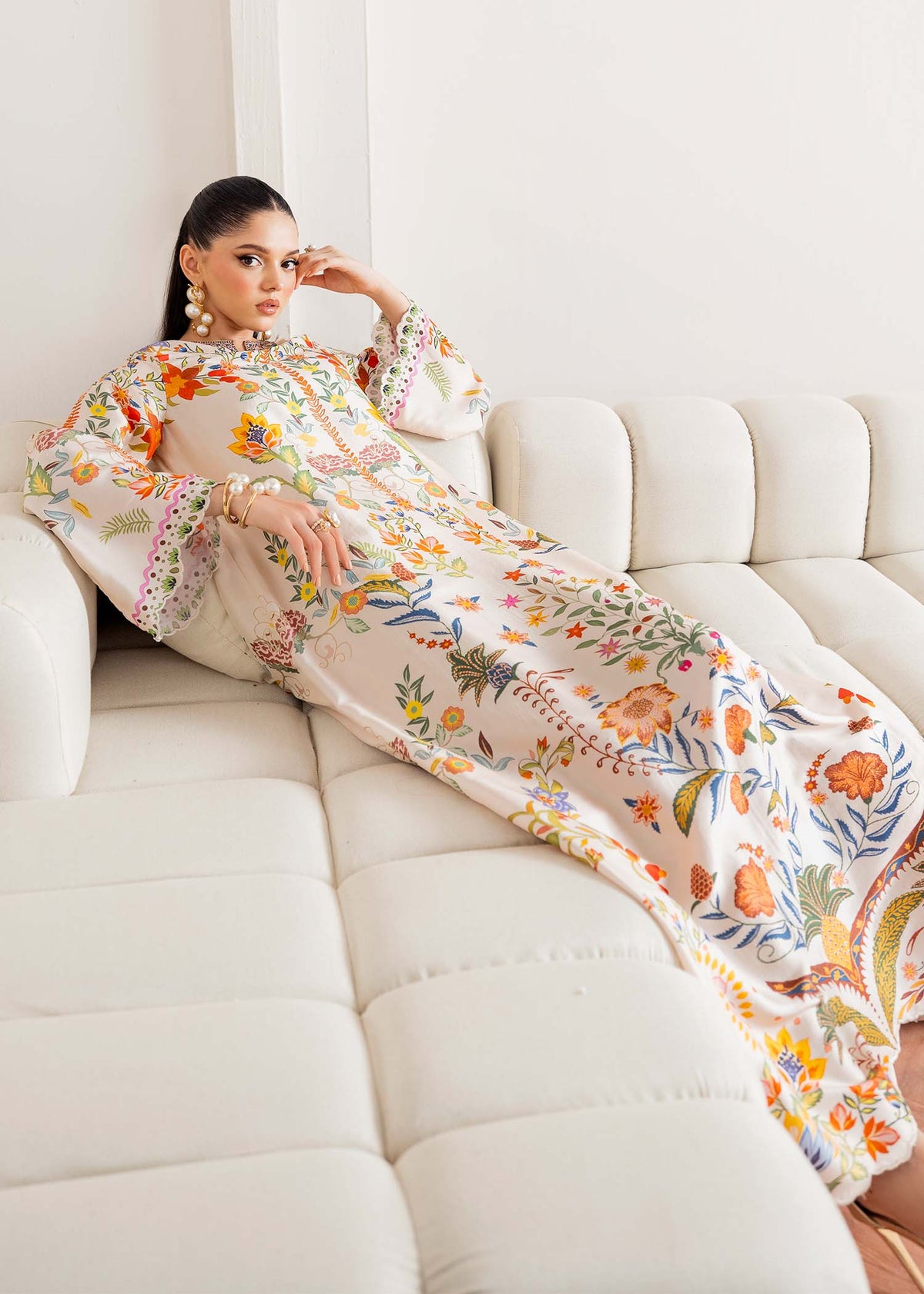 Celia off white kaftan complete look - Kanwal Malik