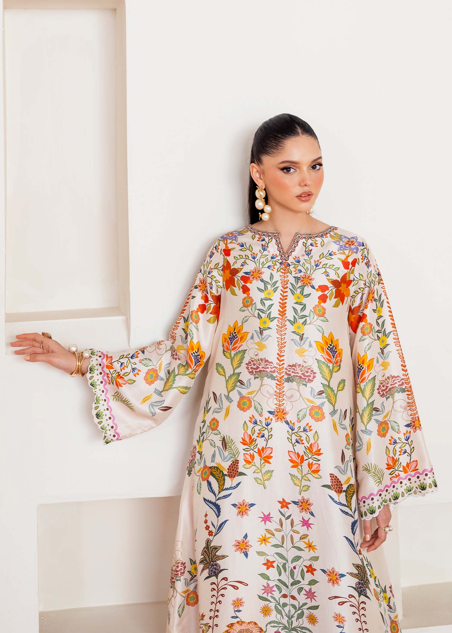 Celia off white floral motif detail - Kanwal Malik