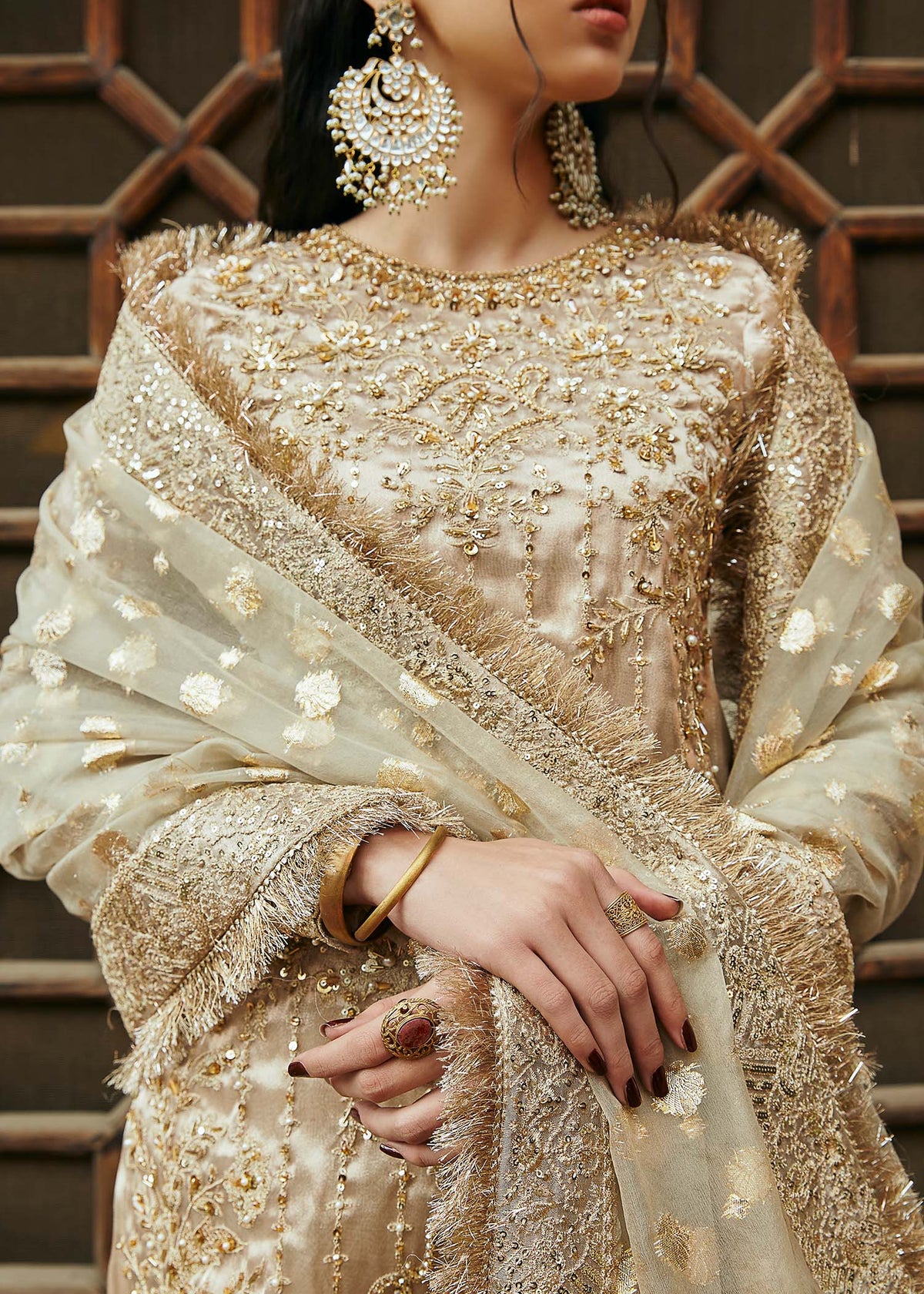 Chaman gold badla gharara detail - Kanwal Malik