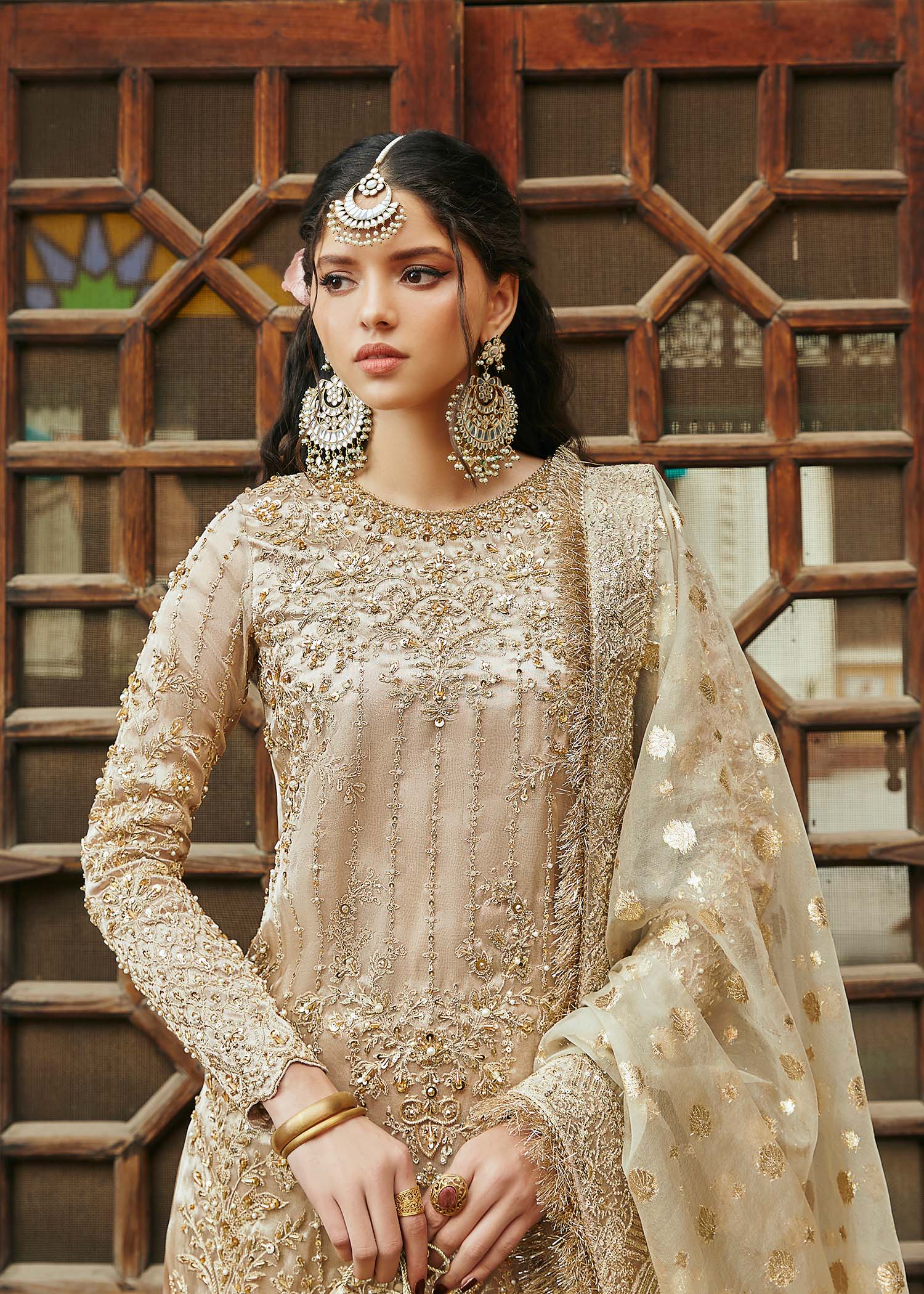 Chaman gold embellished embroidery detail - Kanwal Malik