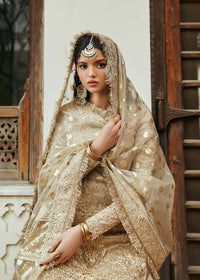 Chaman gold ensemble back view - Kanwal Malik