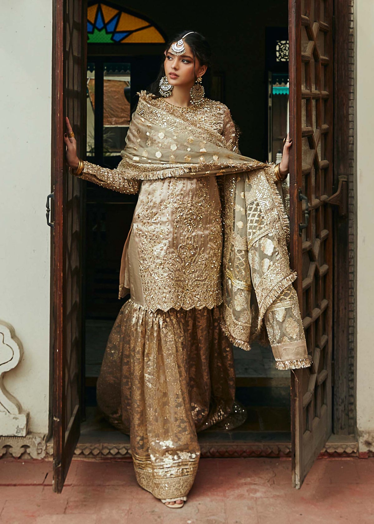 Chaman gold ensemble complete look - Kanwal Malik