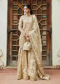 Chaman gold tissue shirt front view - Kanwal Malik