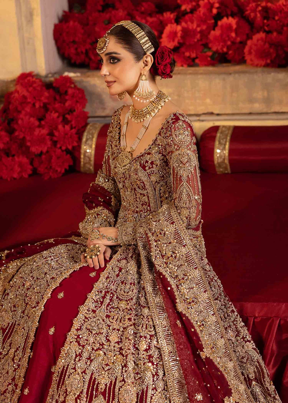 Divani red bridal complete look - Kanwal Malik bridal couture